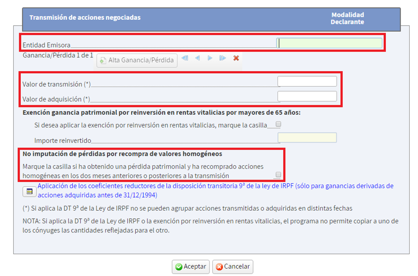 Ejemplo de Declaración IRPF